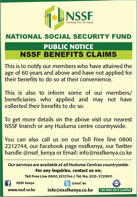 Nssf Benefits Claim Nssf Kenya