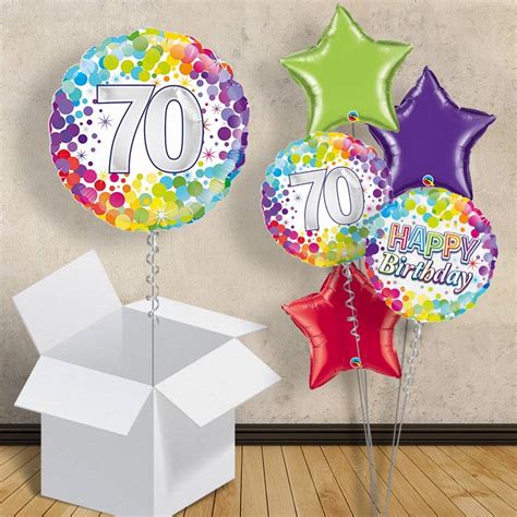 Rainbow 70th Birthday Balloon In A Box Party Save Smile