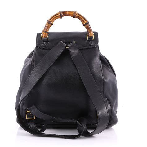 Buy Gucci Vintage Bamboo Backpack Leather Medium Black 3551001
