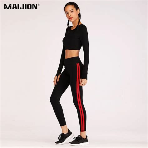 maijion autumn winter casual running sets women sport top slim pants sport suits ladies