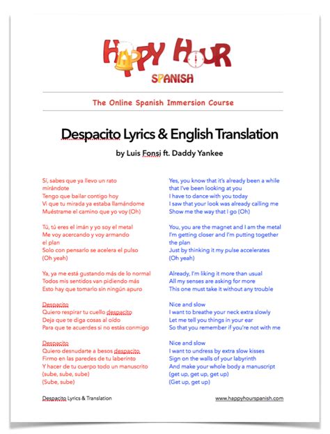 Despacito PDF Download | Despacito lyrics, Despacito lyrics in english, Lyrics