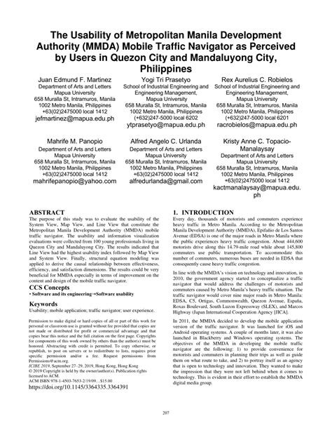 Pdf The Usability Of Metropolitan Manila Development