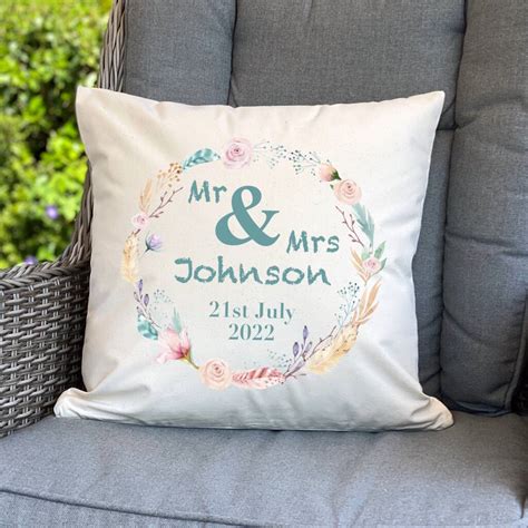 Personalised Mr And Mrs Wedding Anniversary Cushion By Andrea Fays