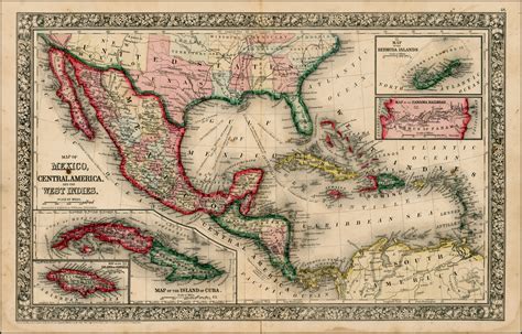 Map Of Mexico Central America And The West Indies Bermuda And Cuba
