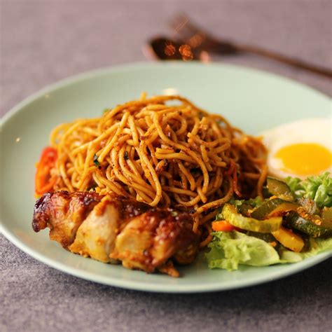 Traditional Chicken Fried Noodles Indonesian Style Mee Goreng Ayam