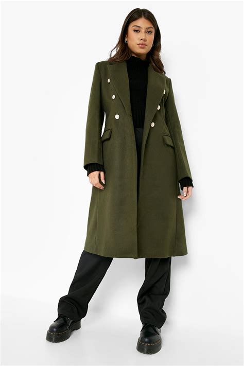 Military Wool Look Coat Boohoo