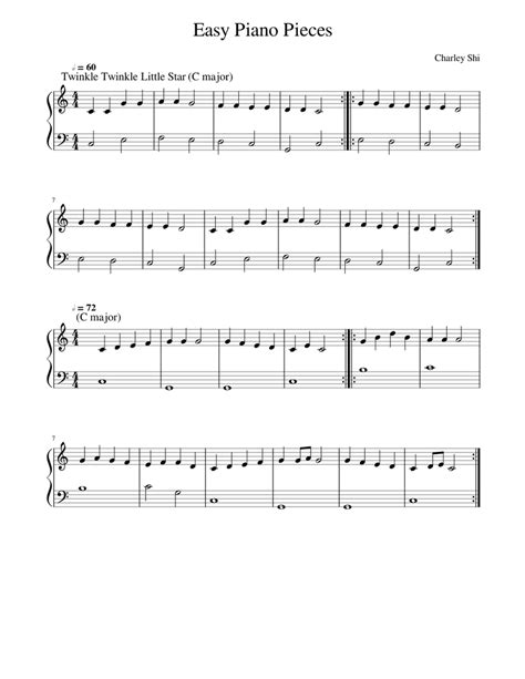 Easy Piano Pieces Sheet Music For Piano Solo