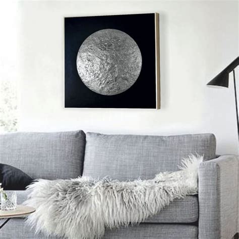 Silver Moon Art Black And Silver Abstract Painting Large F Inspire