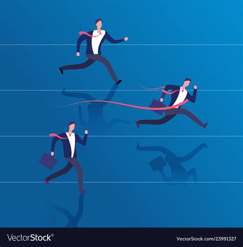 Businessman Crossing Finish Line Success Vector Image