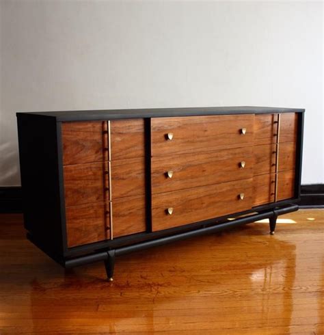 Black And Wood Mid Century Modern Dresser By Kent Coffeyvintage Mcm