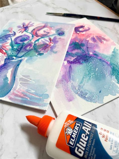 Easy Glue Resist Art On Canvas With Watercolor Paint Crafty Art Ideas