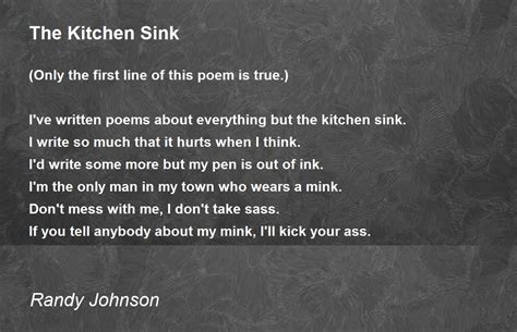 The Kitchen Sink Poem By Randy Johnson Poem Hunter