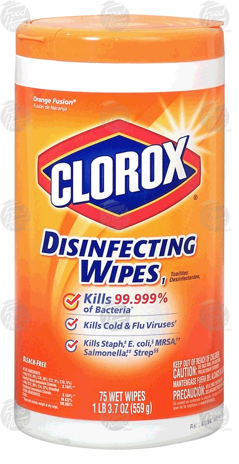 groceries product infomation for clorox disinfecting wet wipes bleach free orange
