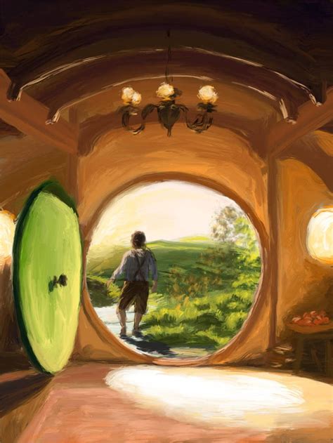Hobbit Painting Bilbo Baggins Art Hobbit Hole Wall Art Etsy Hobbit