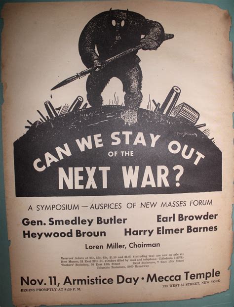 Poster For Anti War Meeting Nov 11 1935 Illustration By Art Young