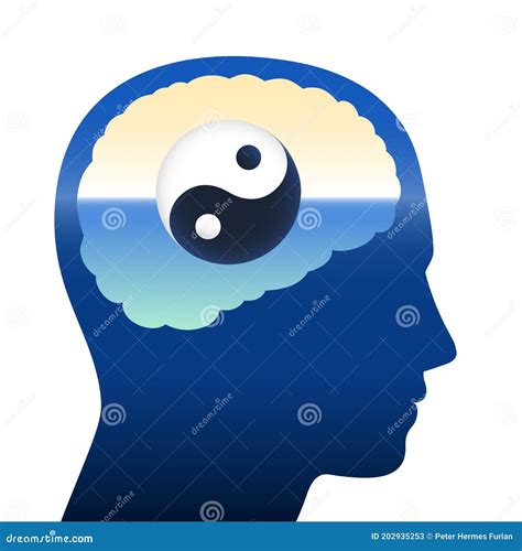 Yin Yang Head Brain Balance Meditation Harmony Relax Mind Stock Vector