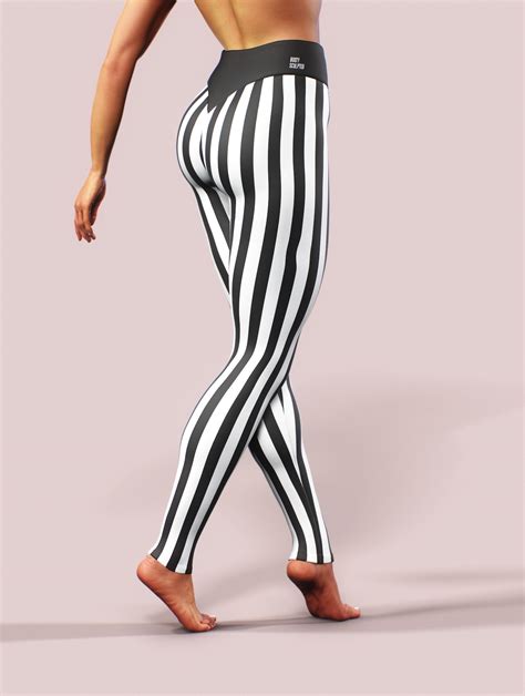 Beetlejuice Leggings Stripes Yoga Pants Striped Black White Etsy