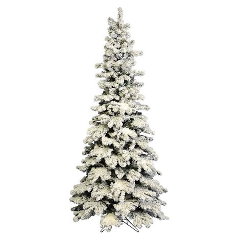 Vickerman 8 Ft Traditional Slim Flocked White Artificial Christmas Tree