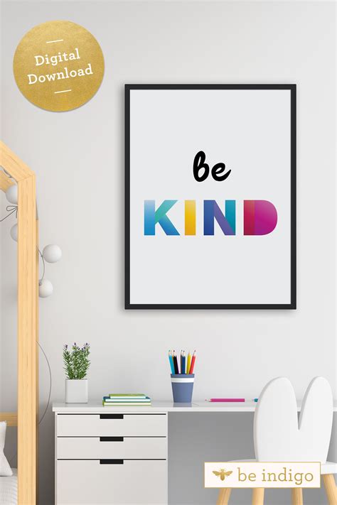 Be Kind Poster Motivational Poster For Kids Sign For Etsy