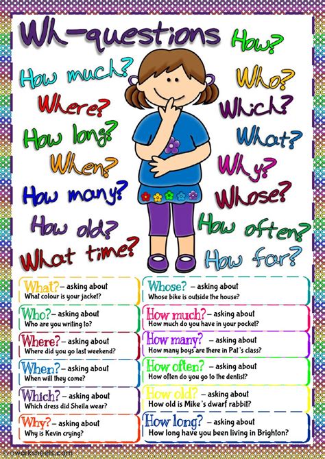 Understand each vocabulary word (not just the question word) makes sense of the information and the social context. Wh-questions - Interactive worksheet