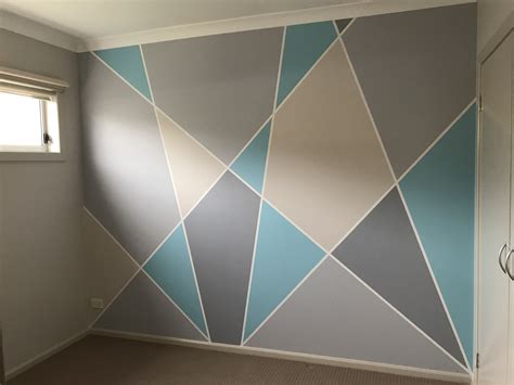 Geometric Wall Pattern And Colours For A Tween Girl Diy Wall Painting