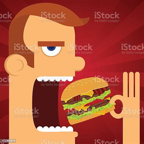 Man Eating Burger Stock Illustration Download Image Now Istock