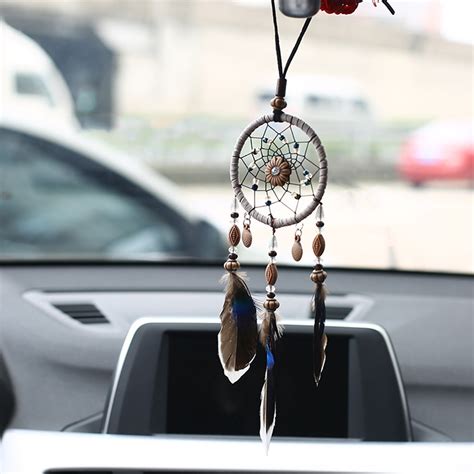 buy car pendant handicraft dreamcatcher feather hanging car rearview mirror