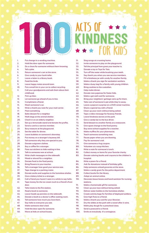 100 Acts Of Kindness For Kids Coffee Cups And Crayons