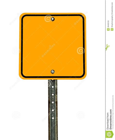 Of A Blank Square Shaped Yellow Caution Traffic Sign With Black