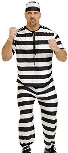 prisoner inmate black white striped convict costume adult xl ebay