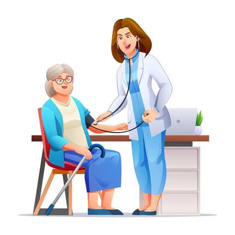 Premium Vector Doctor Measuring Blood Pressure To Elderly Female