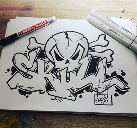 Dkdrawing On Instagram Skull ☠ Edding Sketch Pen Graffiti Skull