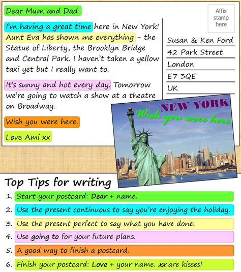4th Year How To Write A Postcard