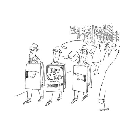 New Yorker Cartoon Premium Giclee Print By Saul Steinberg At