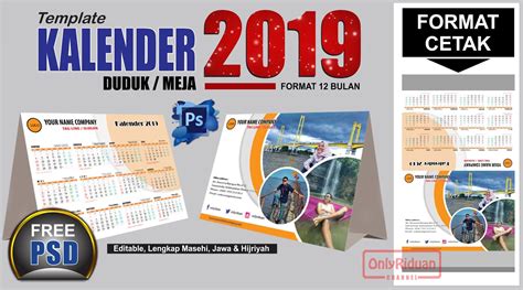 Template Kalender Duduk 2019 Di Photoshop