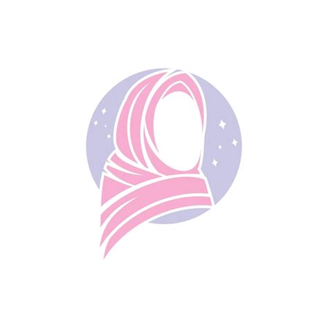 Hijab Logo Frau Muslime Premium Vektor