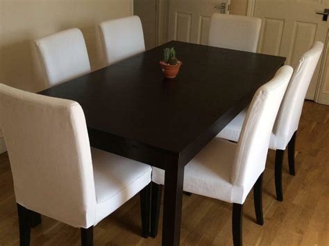Makes it possible to adjust the table size according to need. IKEA Bjursta extendable dining table with 6 chairs | in St ...