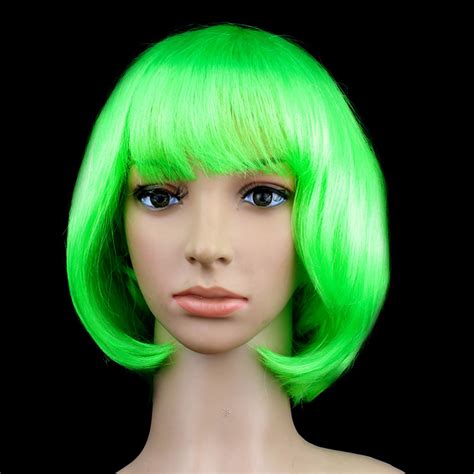 Womens Fashion Green Short Bob Hair Cosplay Party Wigs