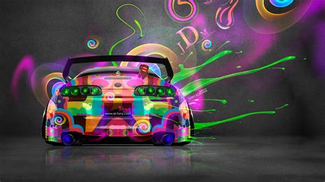 Wallpaper Colorful Illustration Night Neon Vehicle Jdm Super