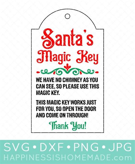 Santas Magic Key Printable Tag Svg File Santas Magic Key Svg