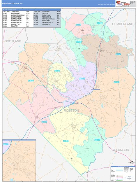 Robeson County Nc Wall Map Color Cast Style By Marketmaps Mapsales