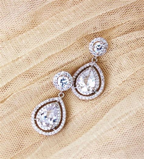 Crystal Bridal Earrings Wedding Jewelry Crystal Wedding Earrings Dangle Silver Large Luxury