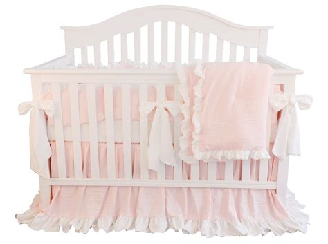 Blush Coral Pink Ruffle Crib Bedding Set Baby Girl Bedding Blanket
