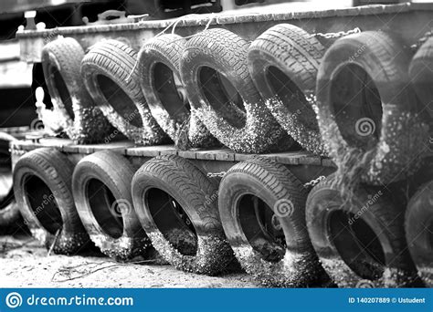 Tires With Marine Fouling And Clams Stock Image Image Of Wheel Ocean