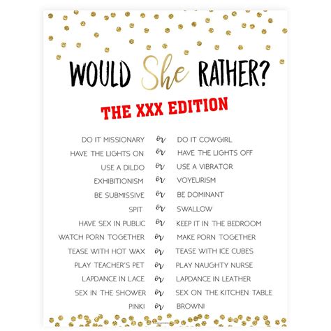 Xxx Would She Rather Game Printable Adult Bachelorette