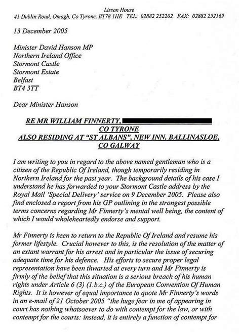 26 great strand street dublin d01 r3p6 ireland. Letter to Minister for Justice Michael McDowell TD dated November 7th 2005 from Senior Social ...