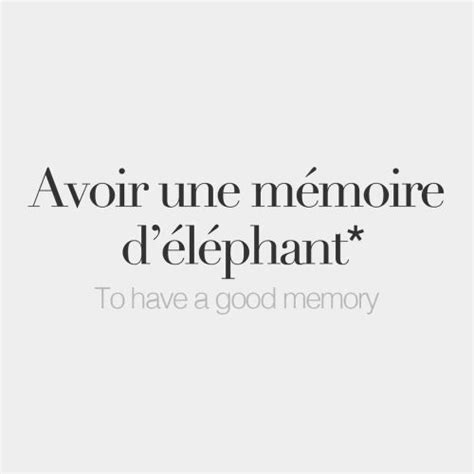 (To have the memory of an elephant) | French words, French words quotes ...