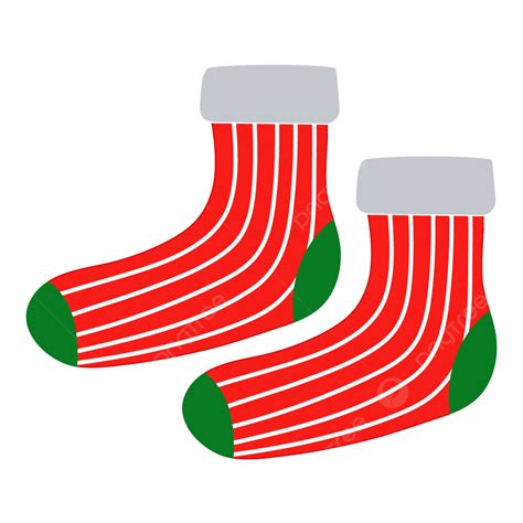 Christmas Socks Cartoon Illustration Striped Socks Christmas Socks
