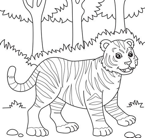 desenho de tigre para colorir para crianças 5073761 Vetor no Vecteezy
