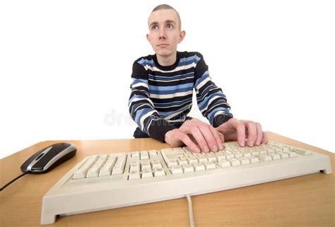 Man Working On Keyboard Stock Image Image Of Teenager 8119655